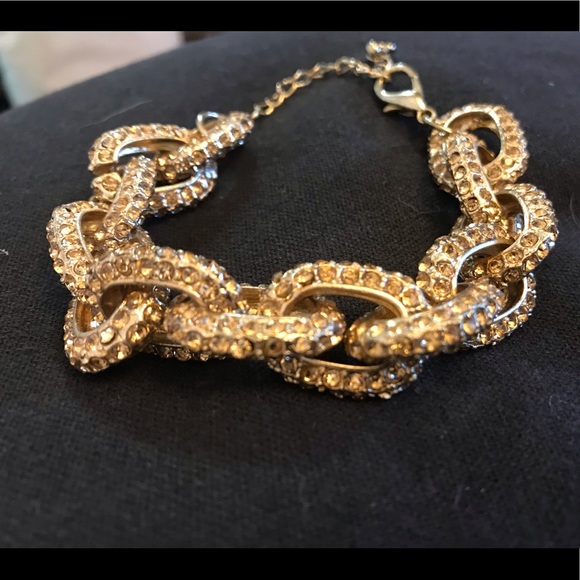 Gold Bracelet with Rhinestones - Picture 2 of 2